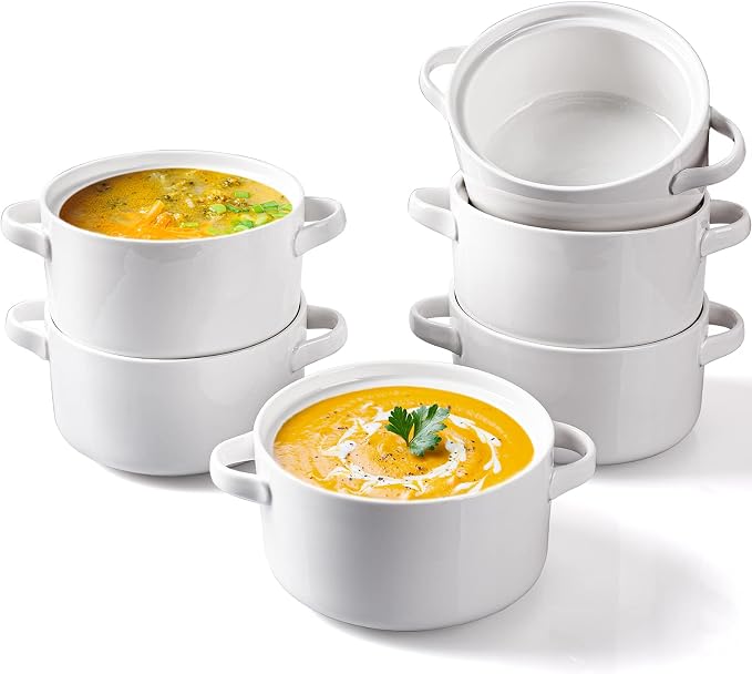 Ceramic Soup Bowls with Handles, 24 Oz, Set of 6 - Image 2
