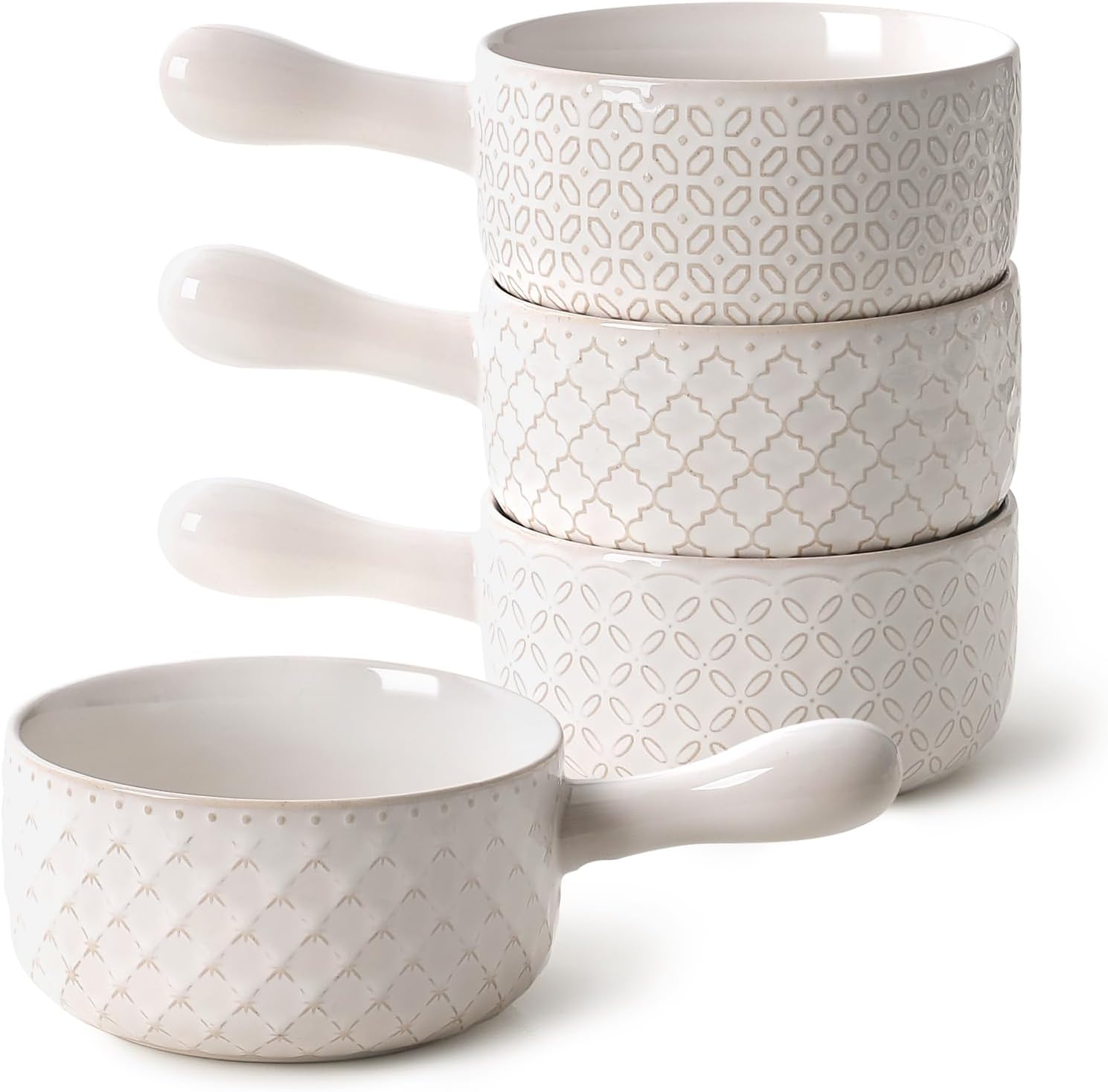 Ceramic Soup Bowls with Handles, 18 Oz, Stackable, Set of 4 - Image 2