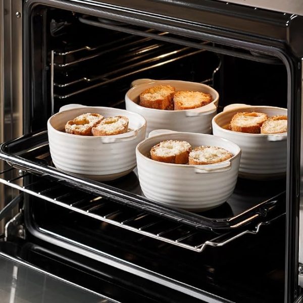 Ceramic Soup Crocks with Handles, 20 Oz, Oven Safe, Set of 4